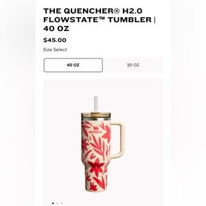 NIB Sealed 40oz Stanley Resort Floral Limited edition H2.0 FLOWSTATE QUENCHER